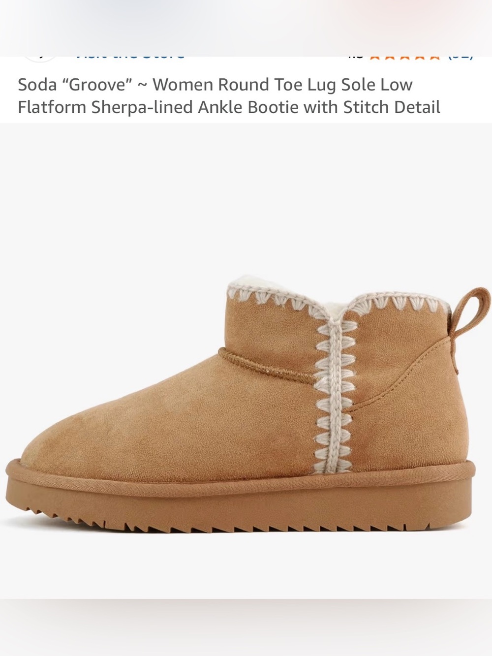 Soda Tan Sherpa-Trim Ankle Bootie